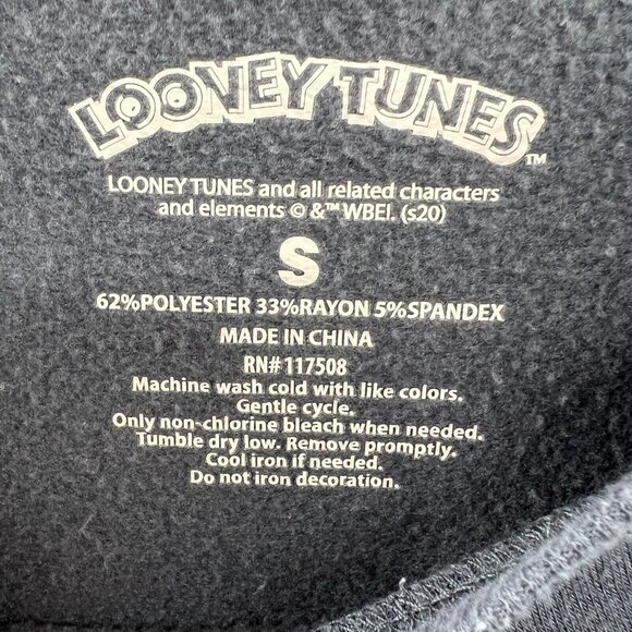 Looney Tunes Mens Sweatshirt Small Black Long Sleeve Pullover Bugsy Bunny Tweety - Picture 4 of 7